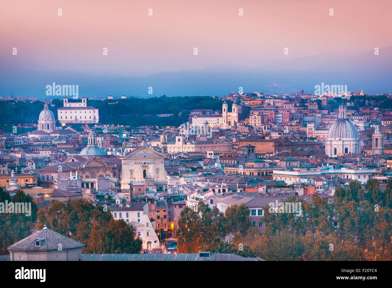L'Italie, Latium, Rome, colline du Janicule, vue panoramique du centre historique classé au Patrimoine Mondial par l'UNESCO Banque D'Images