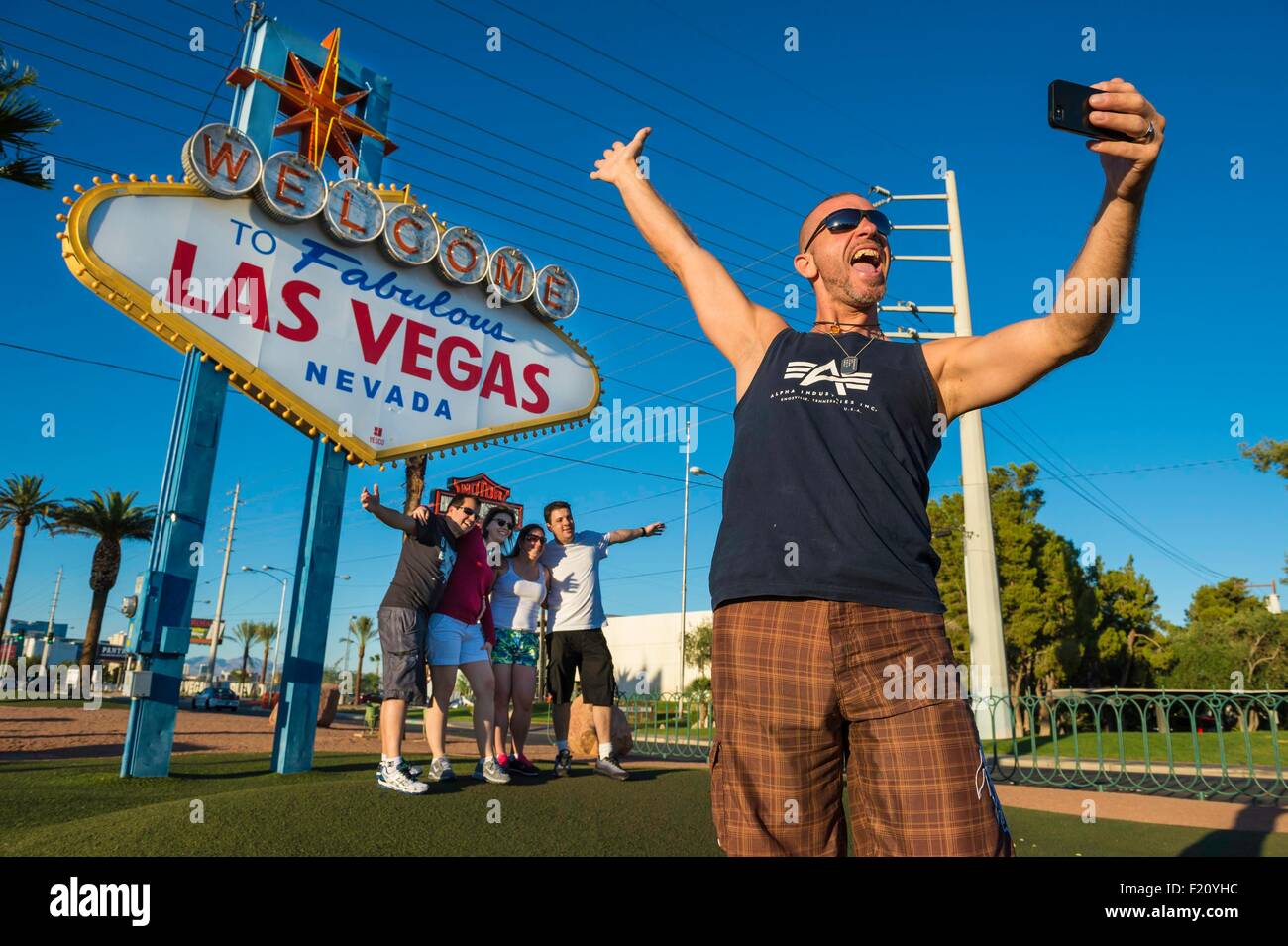 United States, Nevada, le Strip, Las Vegas sign sur Las Vegas Boulevard Banque D'Images