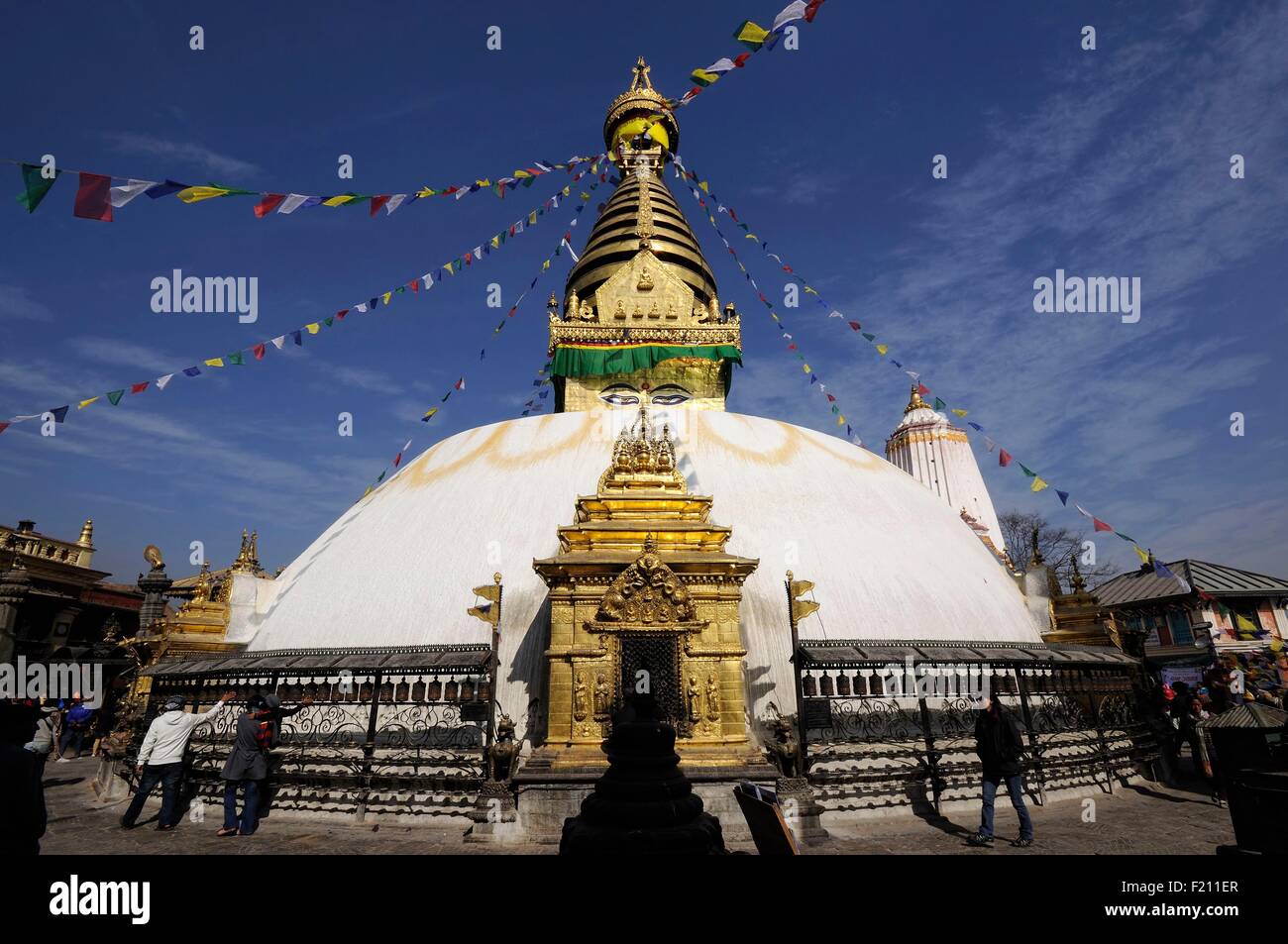 Le Népal, vallée de Kathmandu, Swayambhunath inscrite au Patrimoine Mondial de l'UNESCO, Swayambhunath Stupa (archives) Banque D'Images