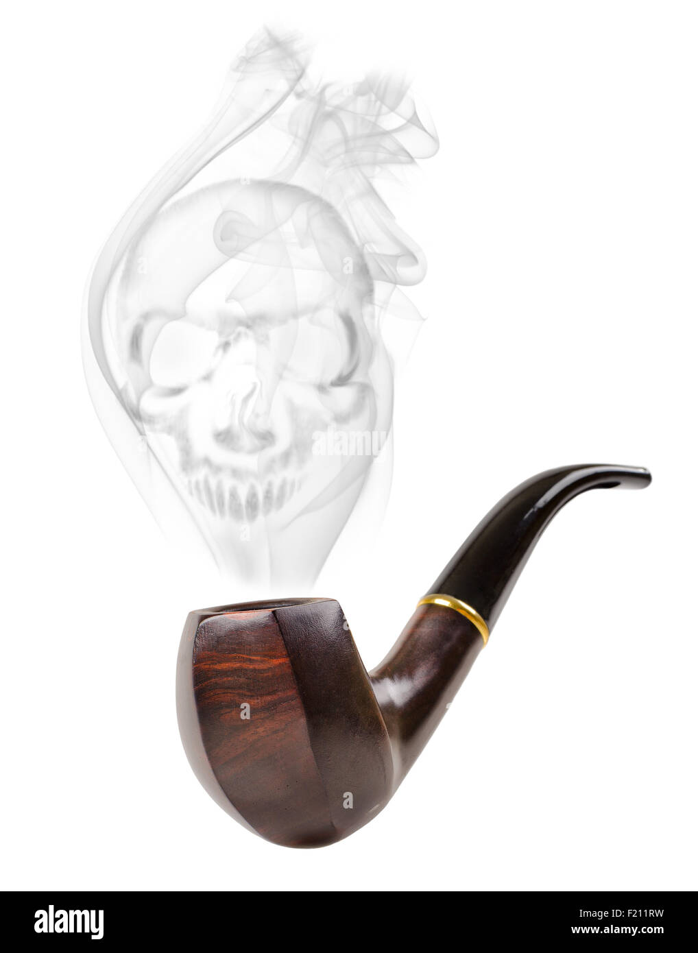 Nice photo pipe avec fume, Close up, isolé sur fond blanc Banque D'Images