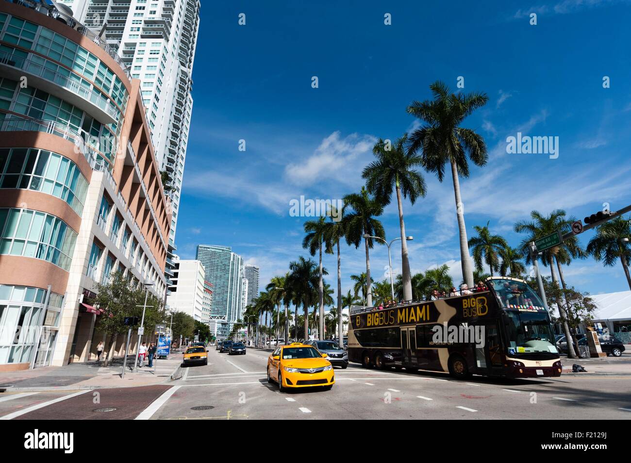 États-unis, Floride, Miami, le centre-ville de Miami, les bâtiments modernes le long de Biscayne Boulevard Banque D'Images