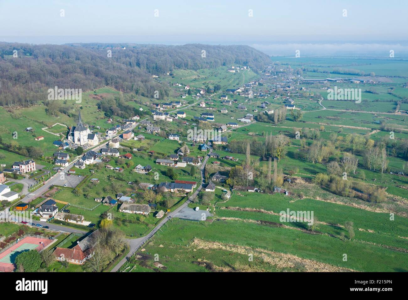 La France, l'Eure, le Marais Vernier (vue aérienne) Banque D'Images