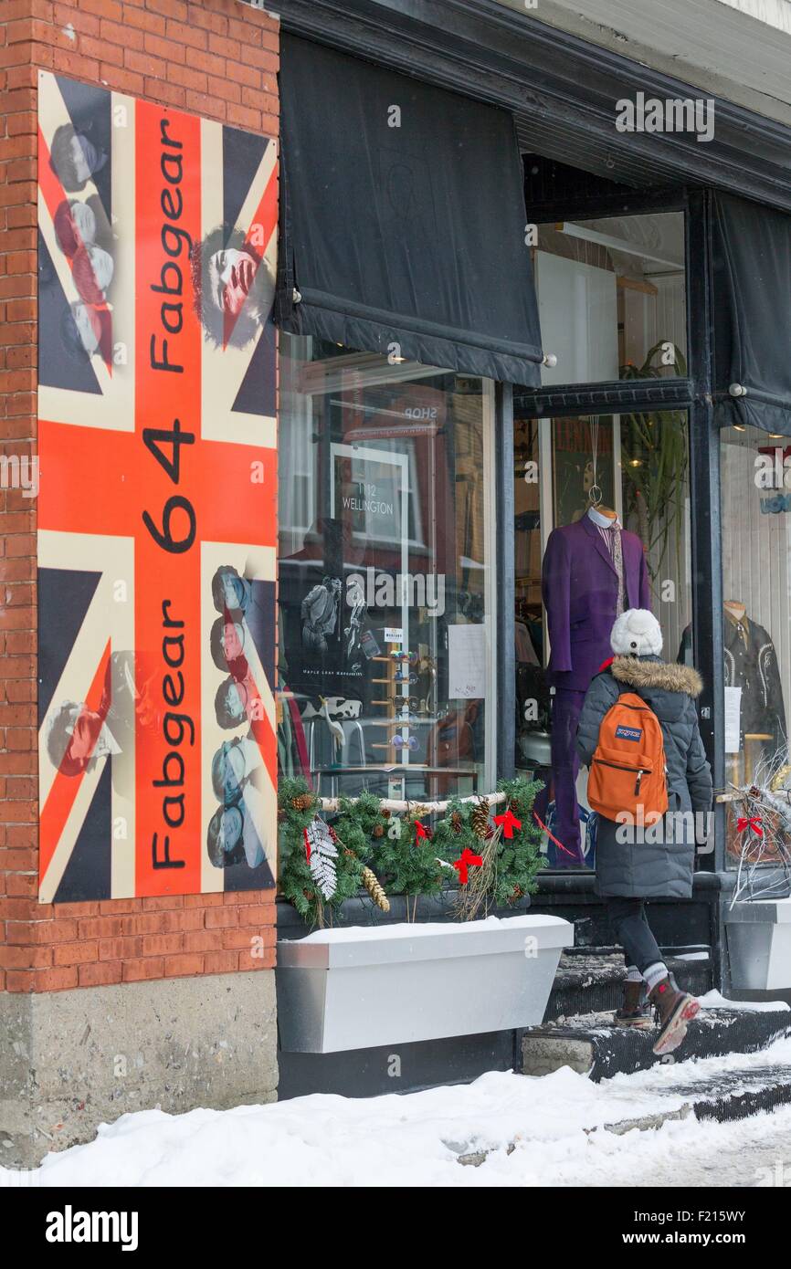 Le Canada, la province de l'Ontario Ottawa, le nouveau quartier branché de Hintonburg, Wellington Street, magasin de vêtements pour hommes funky Fab 64 vitesses Banque D'Images