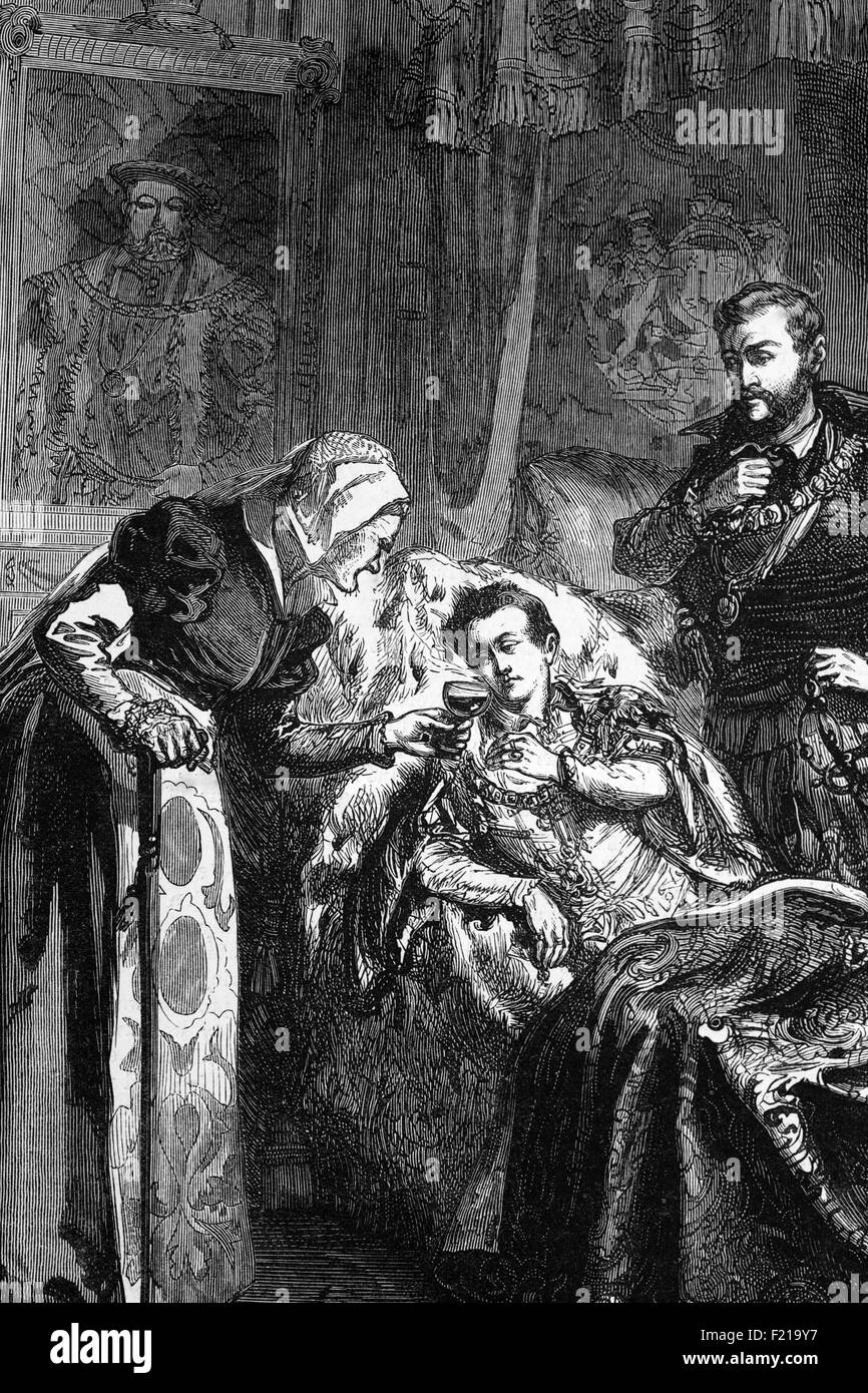 Le dernier médecin traitant le roi Edward VI (1537-1553) avant sa mort le 6 juillet 1553. Il est tombé malade en janvier 1553 avec une fièvre et une toux qui se sont progressivement aggravées. La cause de la mort est incertaine, la consommation (TB) a été suggérée, d'autres pensent qu'il a été empoisonné par les catholiques cherchant à amener Marie au trône. Banque D'Images