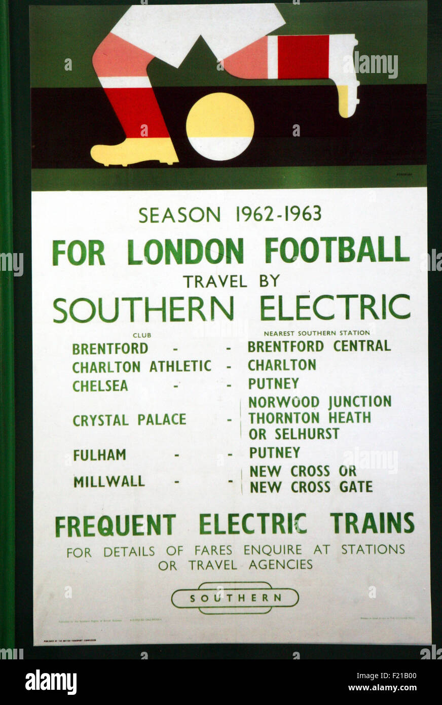 Impression de l'affiche de Londres 1962- 1963 Football Banque D'Images