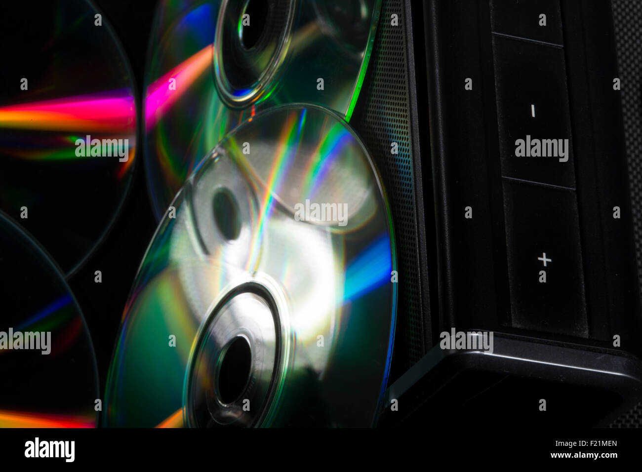 Disque compact et music box Banque D'Images