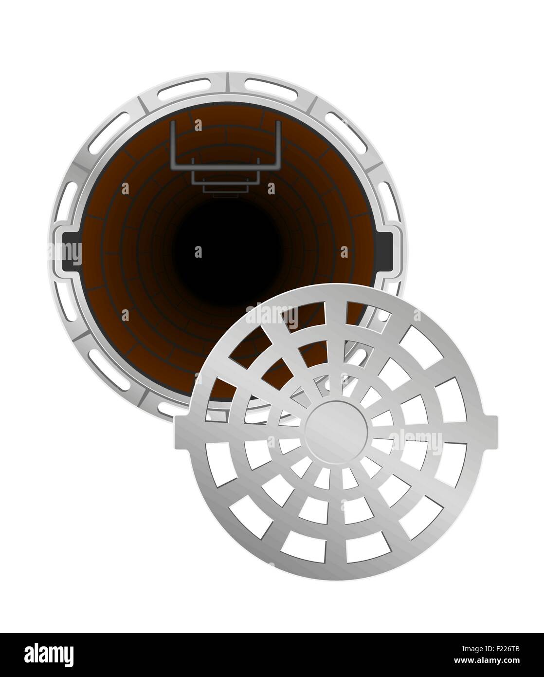 Égout fosse avec une berline vector illustration isolé sur fond blanc Illustration de Vecteur