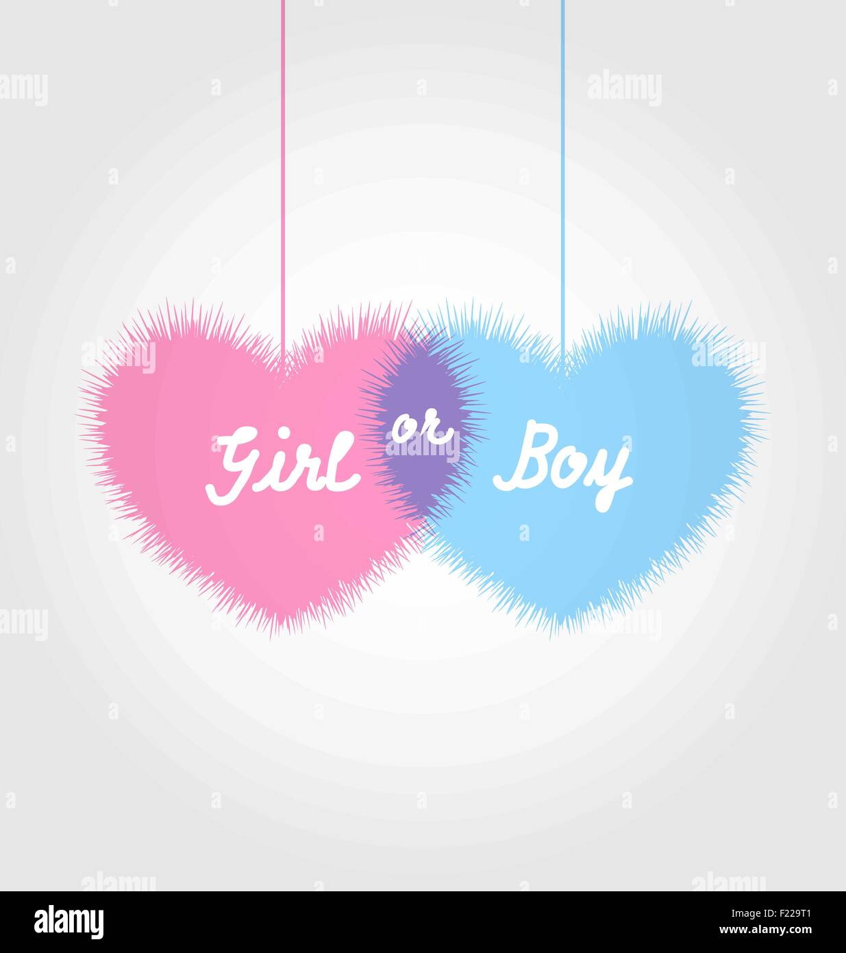 Douche de bébé rose et bleu en forme coeur Illustration de Vecteur