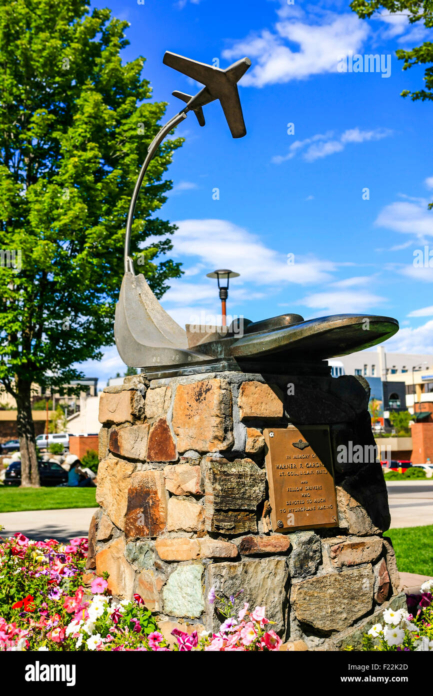 Monument à la Warner F. Gardner dans McEuen Park, Coeur d'Alene Idaho. Banque D'Images