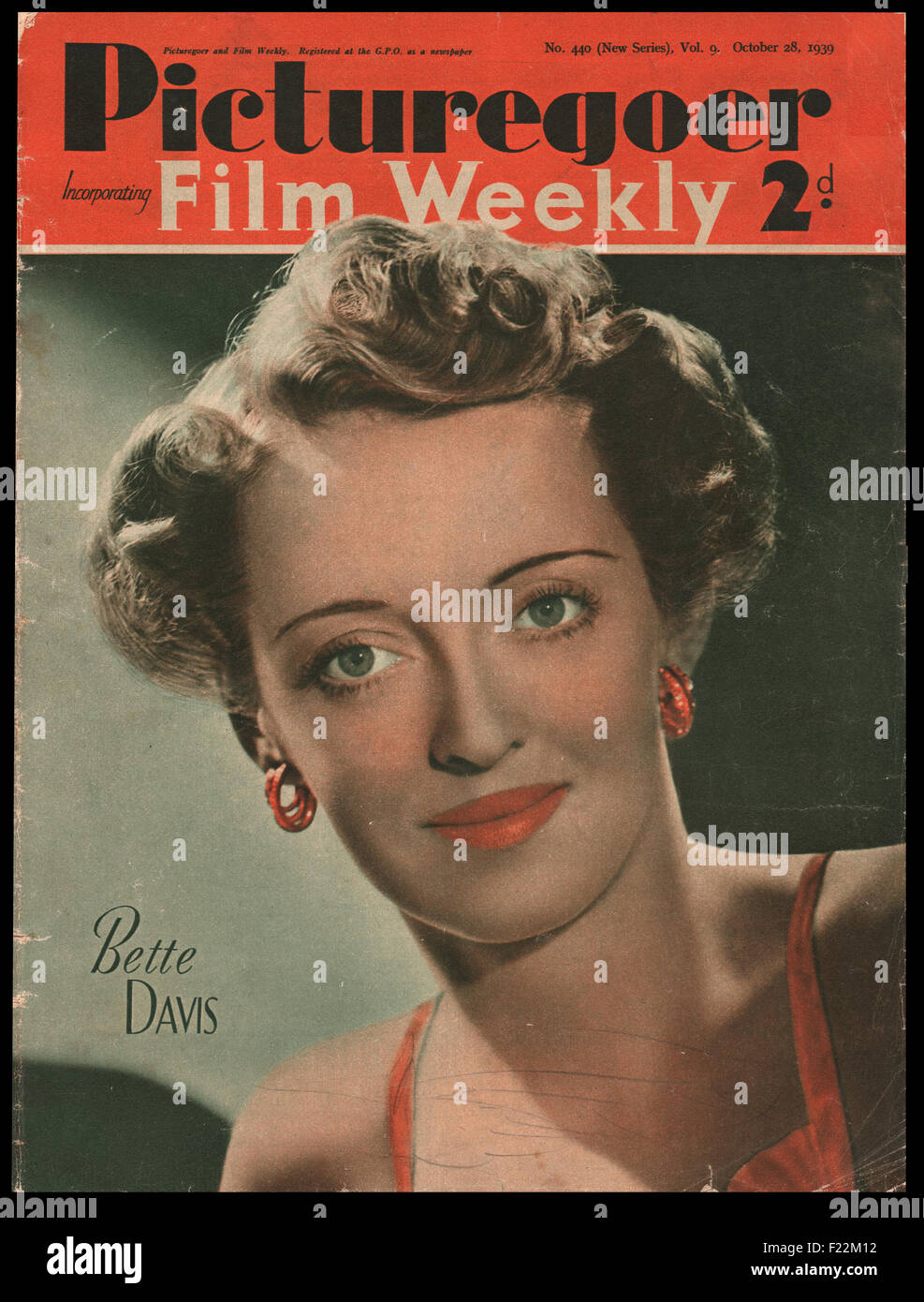 Magazine 1939 Picturegoer Bette Davis Banque D'Images