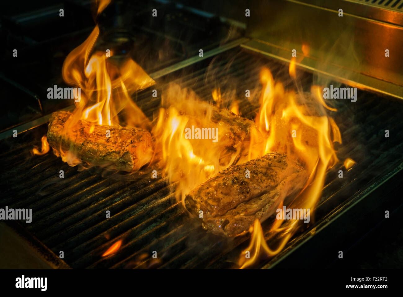 L'agneau frais, grillé sur un barbecue, Efstidalur, Islande Banque D'Images