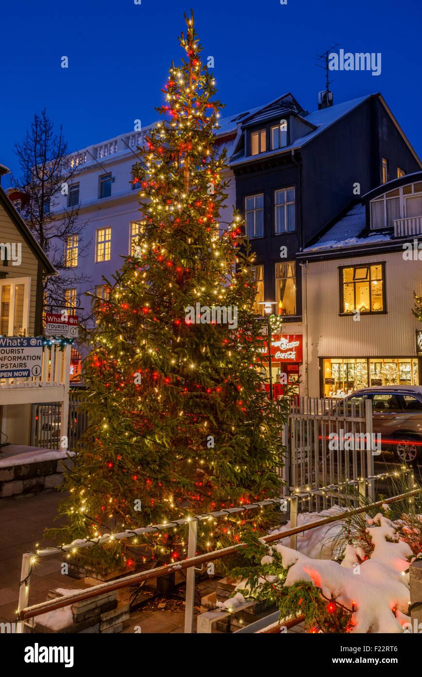 Décorations de Noël, Reykjavik, Islande Banque D'Images