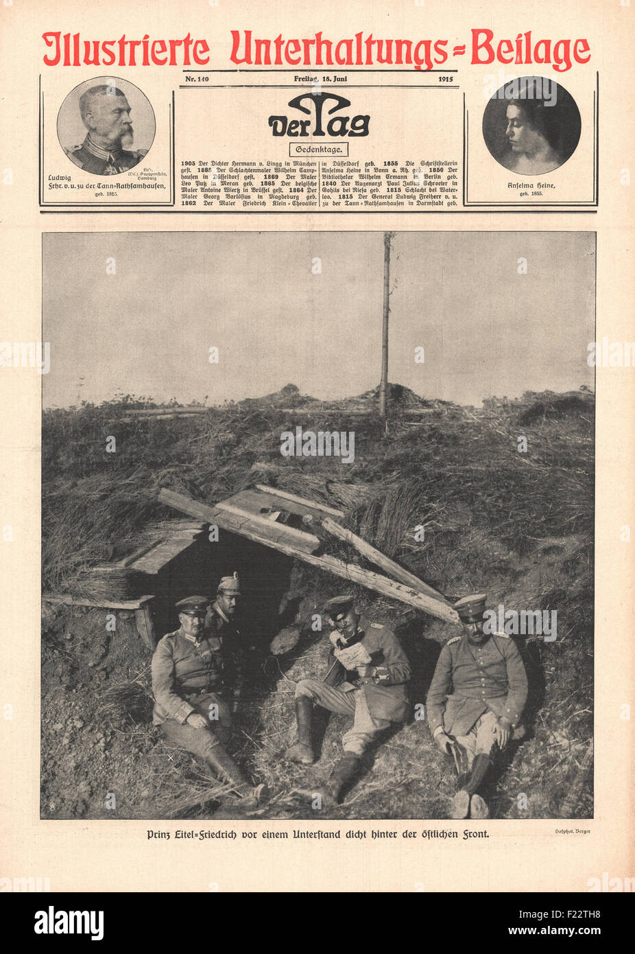 1915 Der Tag le prince Eitel-Friedrich est en service sur le front de l'est Banque D'Images