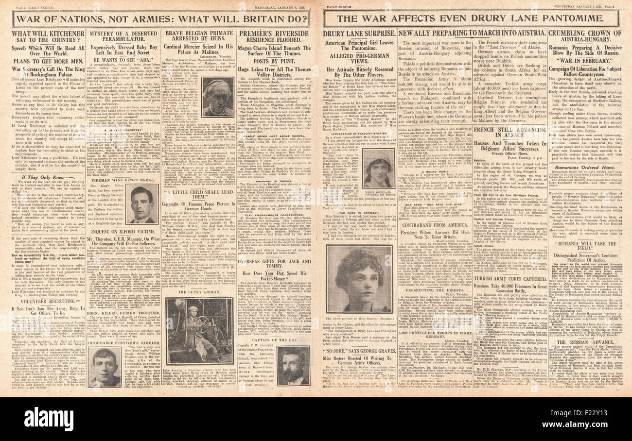 1915 Daily Sketch l'actrice Ferne Rogers démissionne de Drury Lane théâtre Banque D'Images