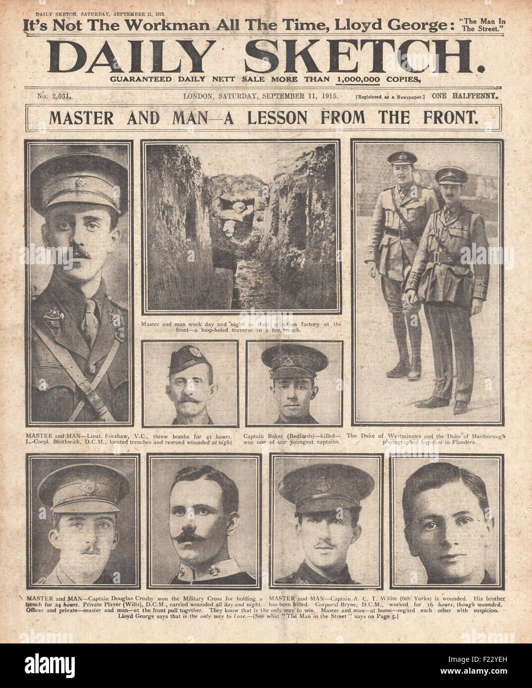 1915 Prix de la bravoure du Daily Sketch pour les officiers et les hommes britanniques Banque D'Images