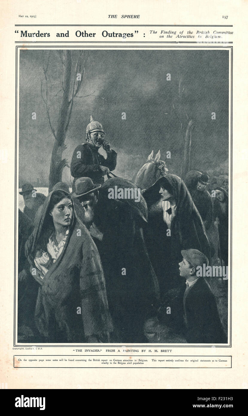 La Sphère 1915 Belgique les réfugiés fuient l'invasion allemande Banque D'Images