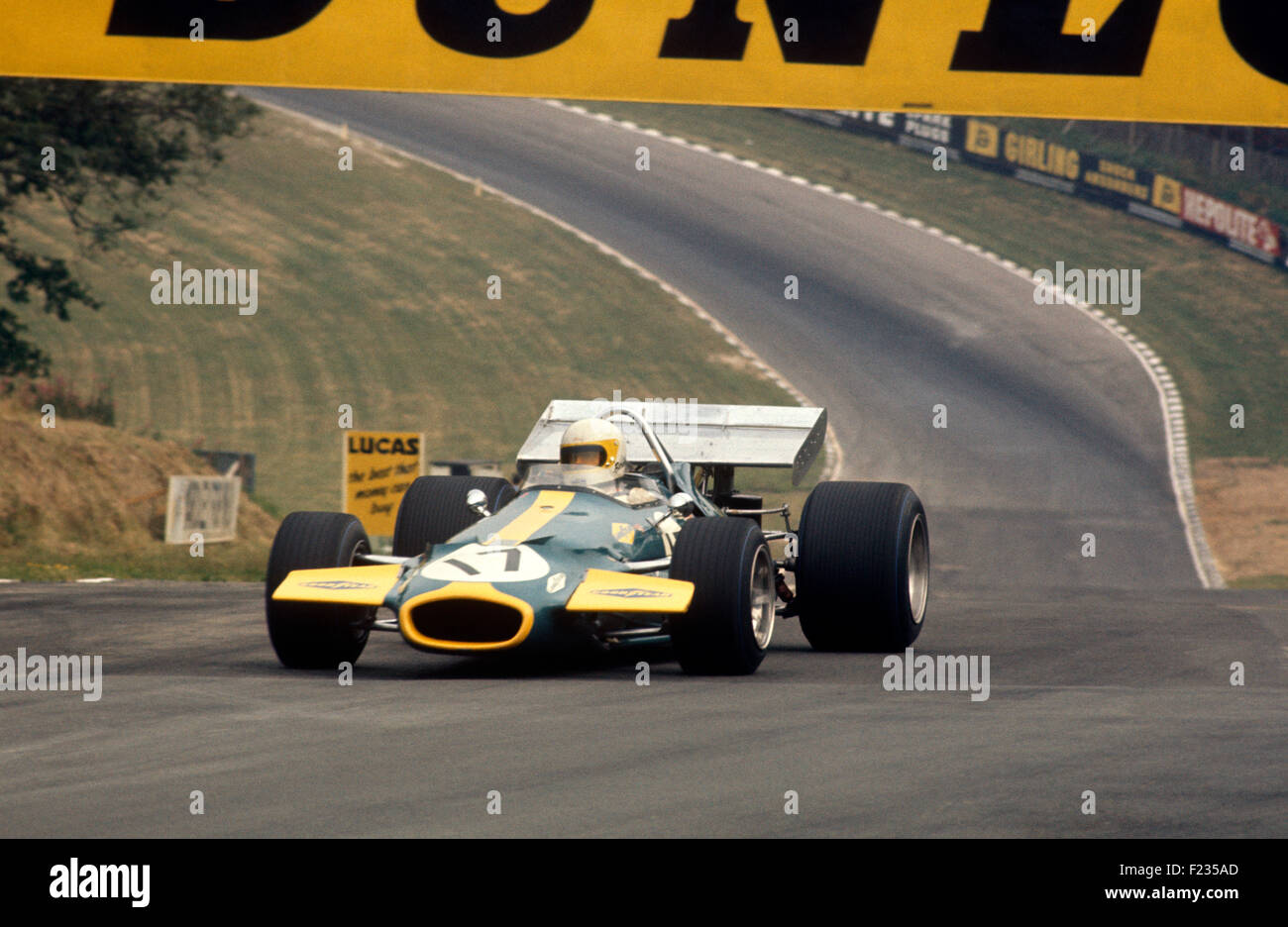 Jack Brabham dans sa Brabham BT33, a terminé 2ème. Conduire jusqu'à ce que dernier virage et a manqué de carburant. 18 juillet 1970 British GP Brands Hatch Banque D'Images