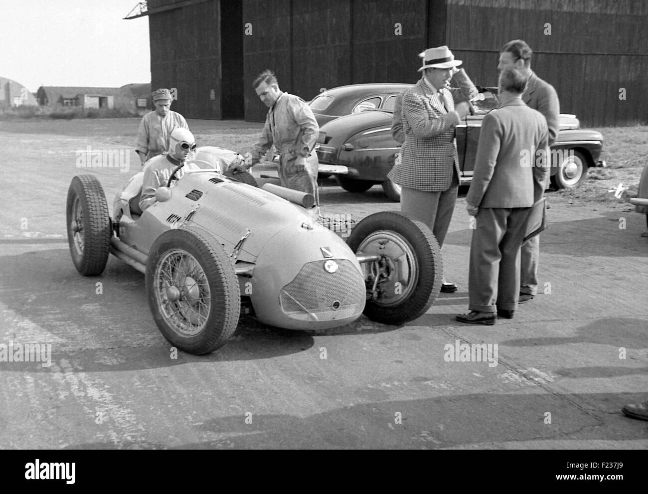Louis Chiron dans une Talbot Lago British GP à Silverstone 1949 Banque D'Images