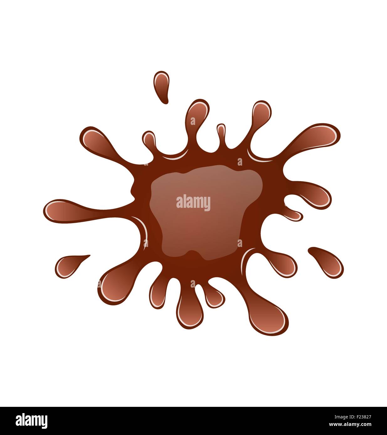 Jets d'un liquide chaud chocolat, isolé sur fond blanc Illustration de Vecteur