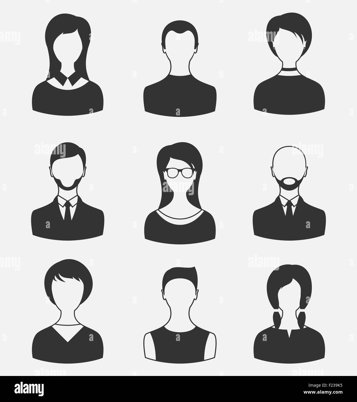 Définir les gens d'affaires, hommes et femmes différents avatars d'isol Illustration de Vecteur