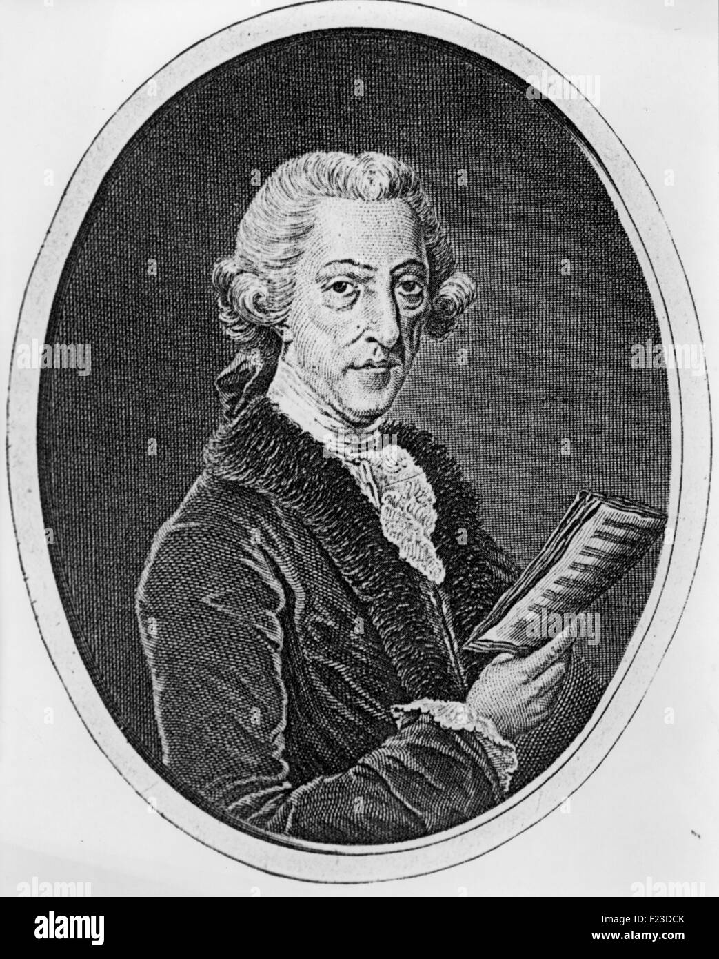 THOMAS ARNE (1710-1778) compositeur anglais dans une gravure 1778 Banque D'Images