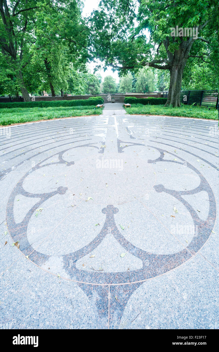 Labyrinthe de la cathédrale, une réplique du 12 c La cathédrale de Chartres à Paris, New Harmony, IN, USA Banque D'Images