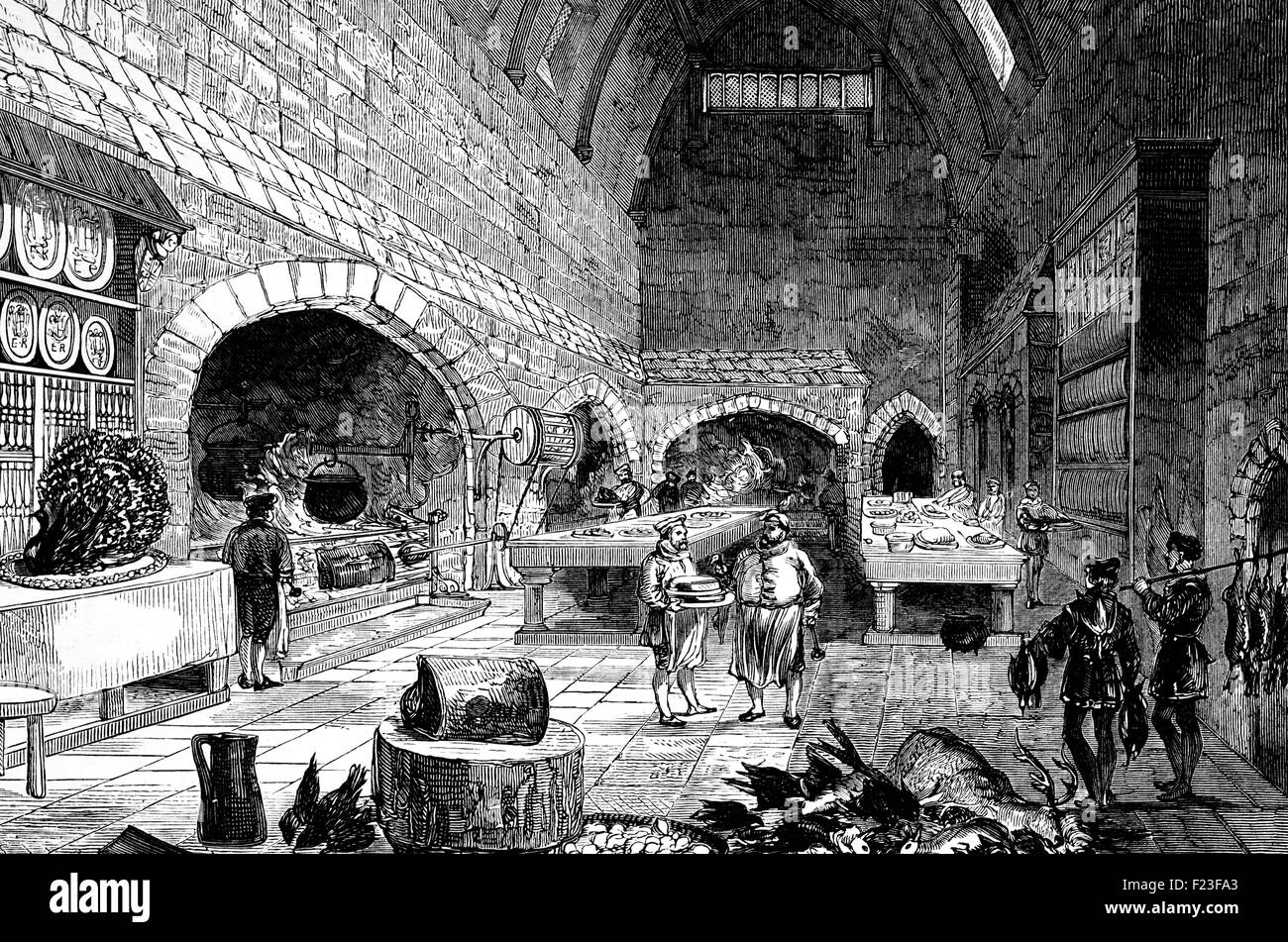 La cuisine du 16ème siècle de la Reine Elizabeth I Banque D'Images