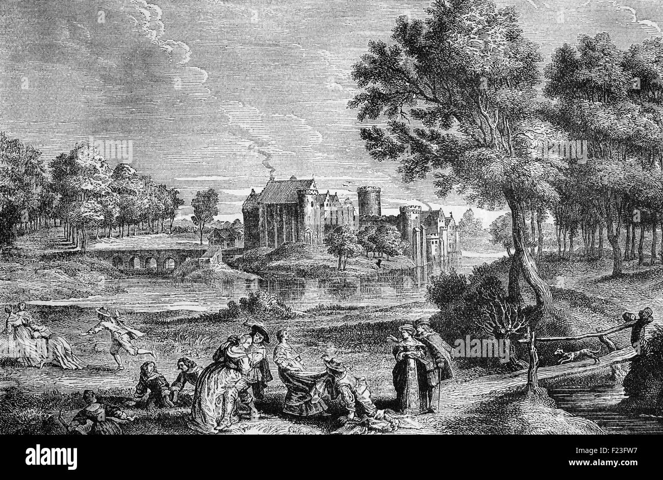 Elewijt château, également connu sous le nom de 'Château de Steen" à Elewijt, Belgique, administré par Pieter Paul Rubens de 1635 à sa mort en 1640. Rubens a été un peintre baroque flamand. Banque D'Images
