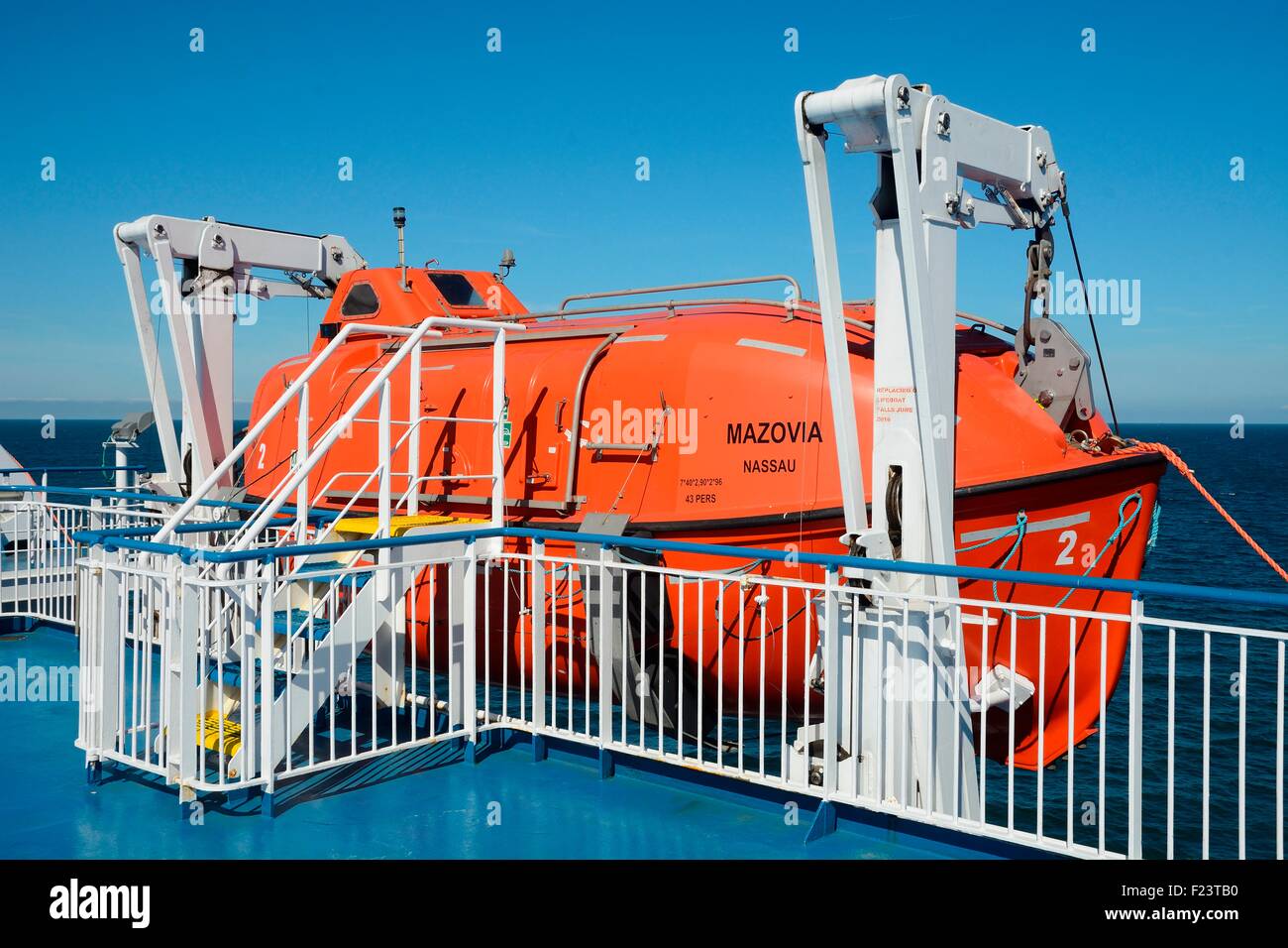 Sur le bateau de la vie ferry polonaise de la mer Baltique, la Mazovie MF entre Swinoujscie en Pologne et Ystad en Suède Banque D'Images