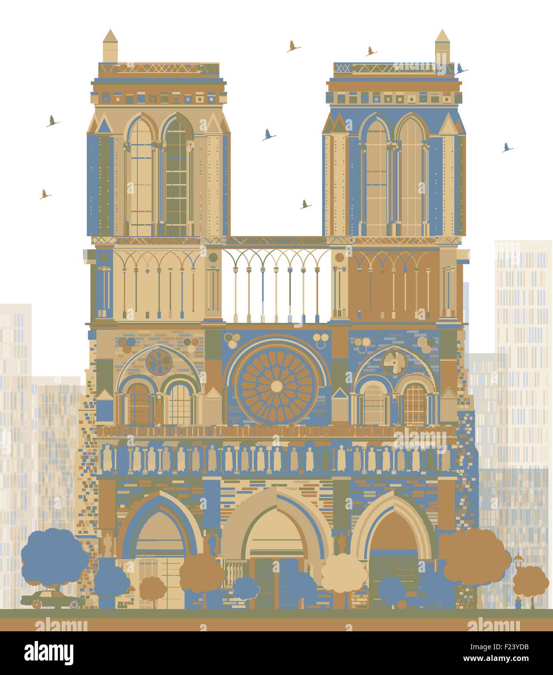 La Cathédrale Notre Dame - Paris. Vector illustration Illustration de Vecteur
