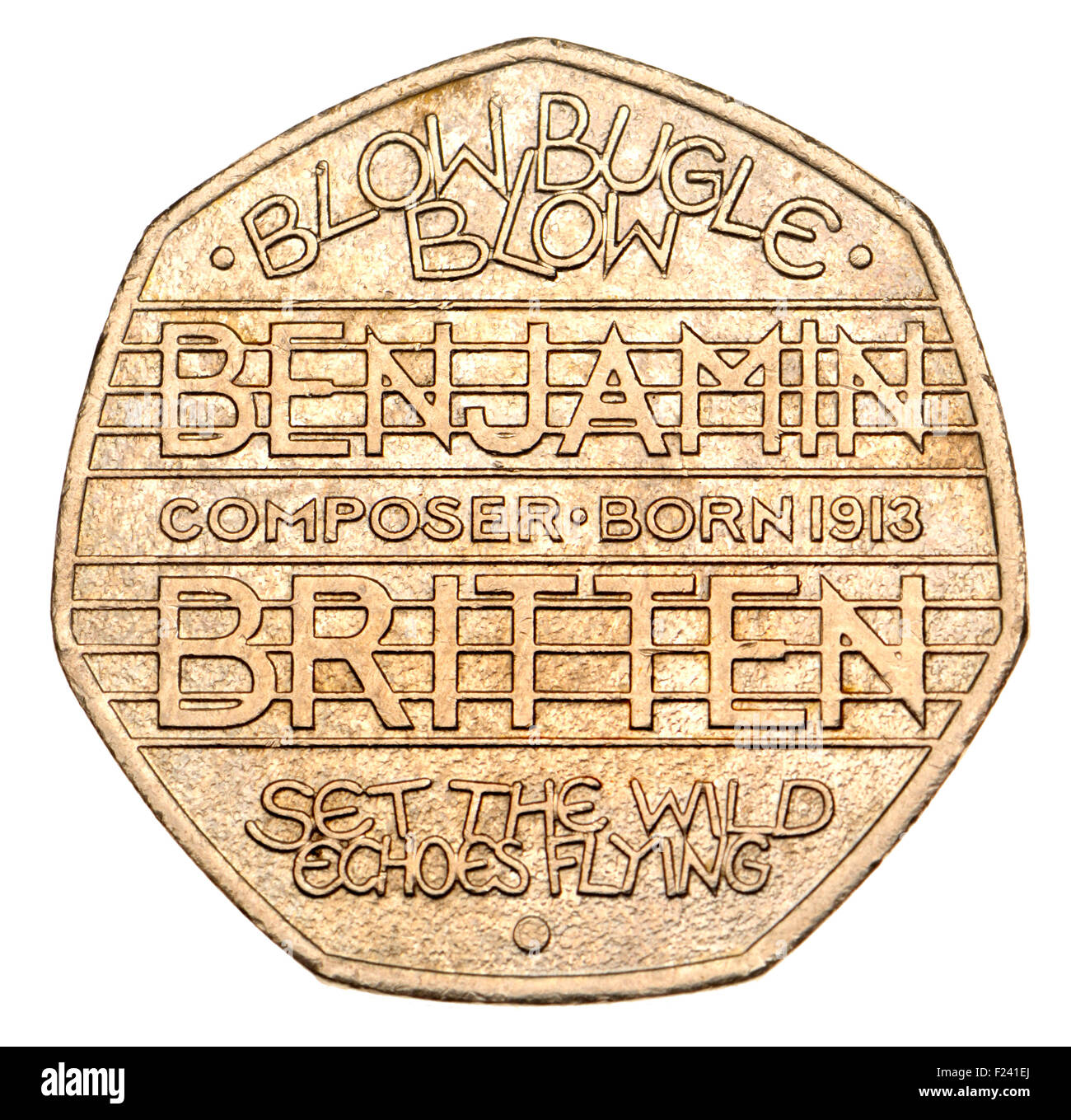 La pièce de 50p (2013), marquant le 100e anniversaire de la Naissance de Benjamin Britten, compositeur Banque D'Images