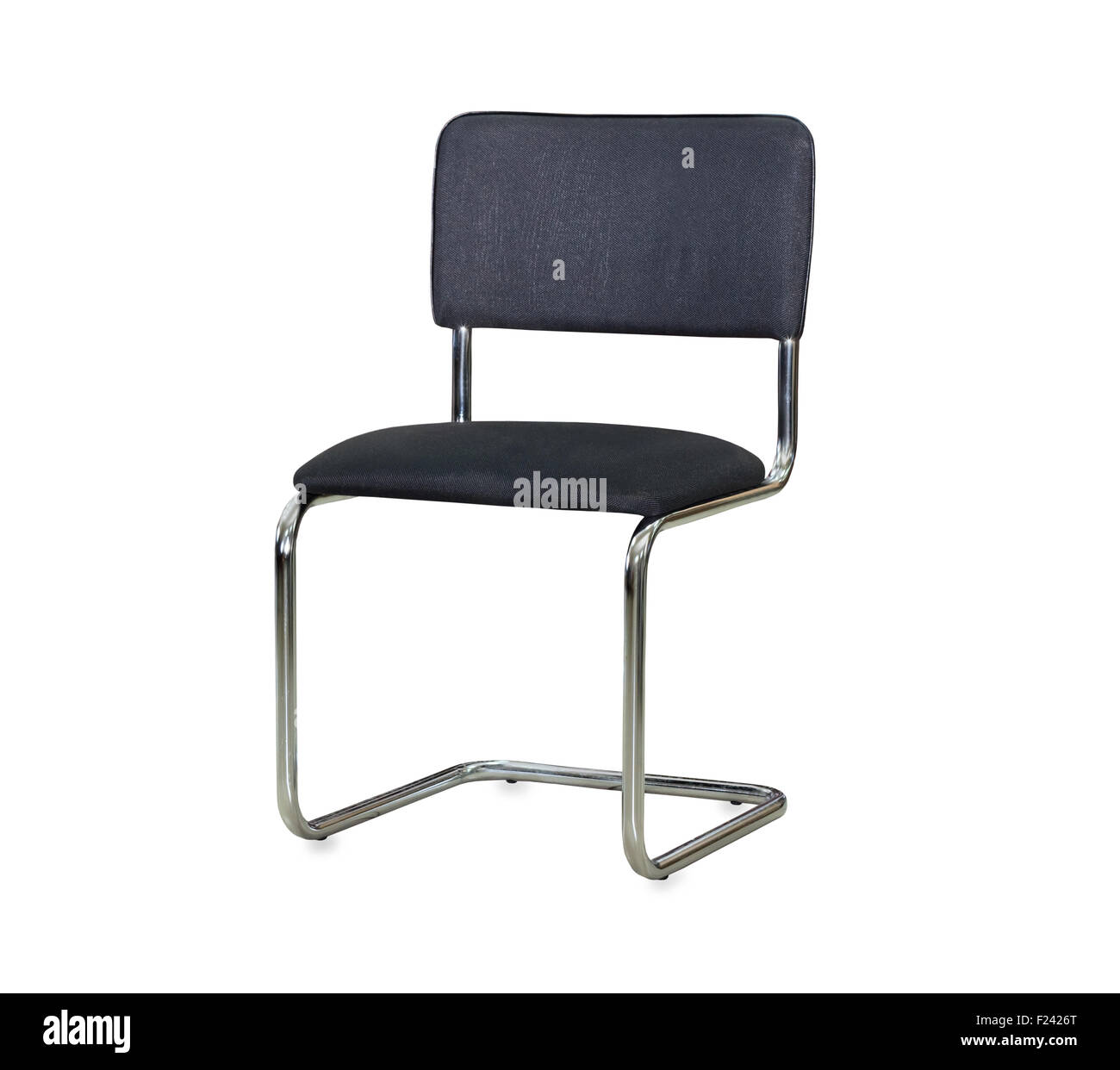 La chaise de bureau tissu noir isolated over white Banque D'Images