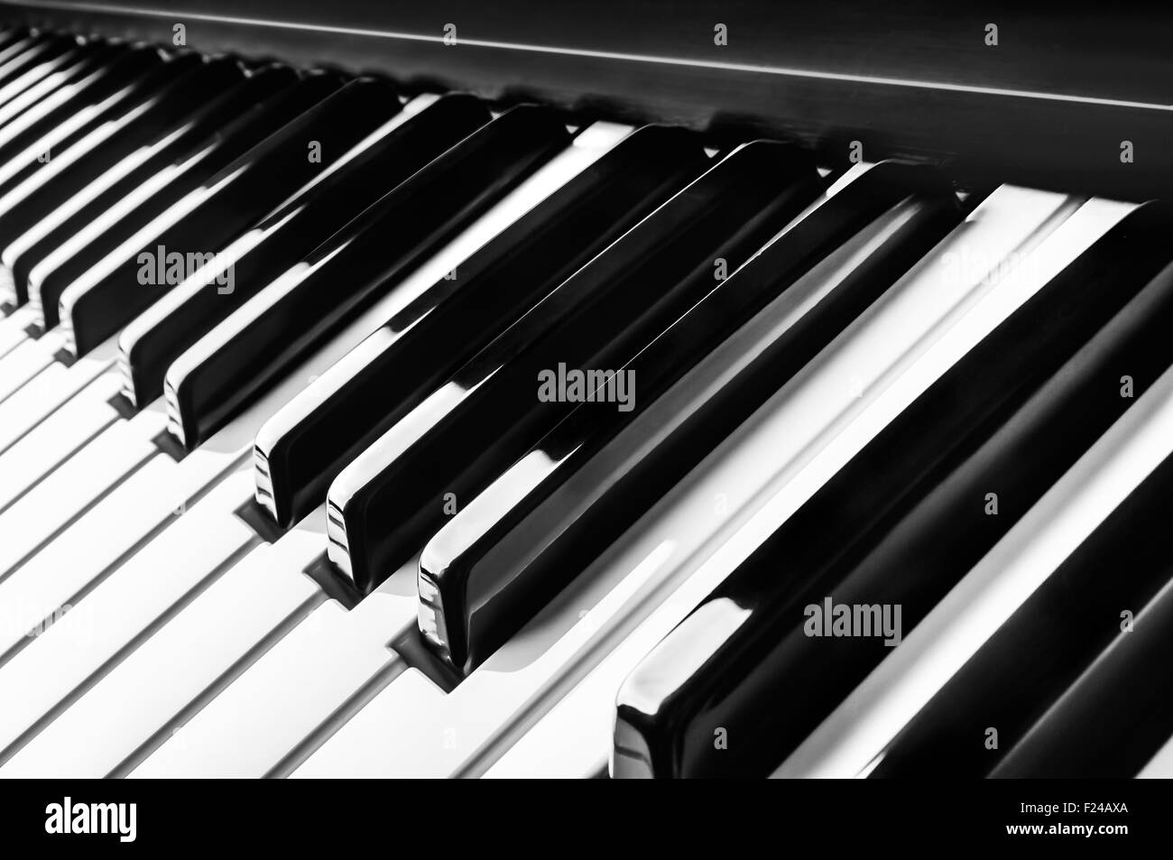 Touches Piano close up noir et blanc Banque D'Images