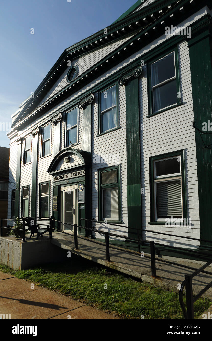 Le temple maçonnique à Lunenburg en Nouvelle-Écosse, Canada. Le bâtiment est utilisé comme lieu de rencontre pour les francs-maçons. Banque D'Images