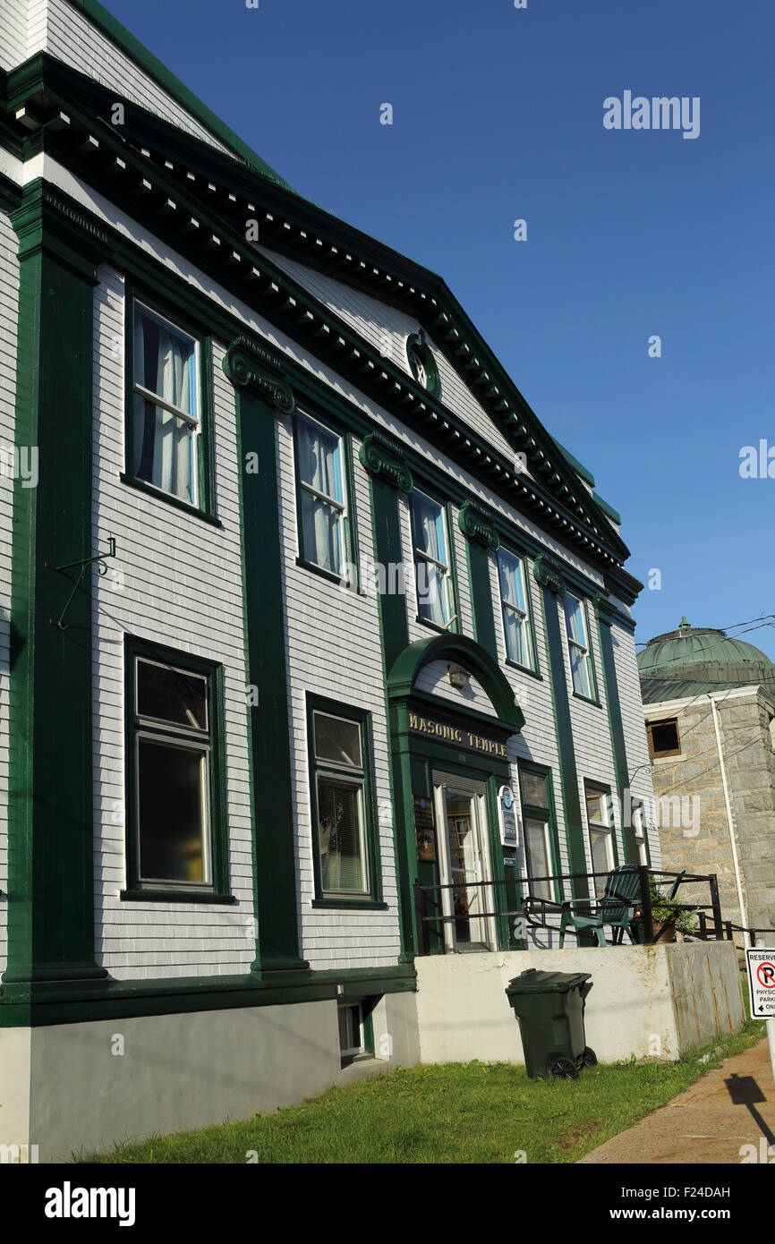 Le temple maçonnique à Lunenburg en Nouvelle-Écosse, Canada. Le bâtiment est utilisé comme lieu de rencontre pour les francs-maçons. Banque D'Images