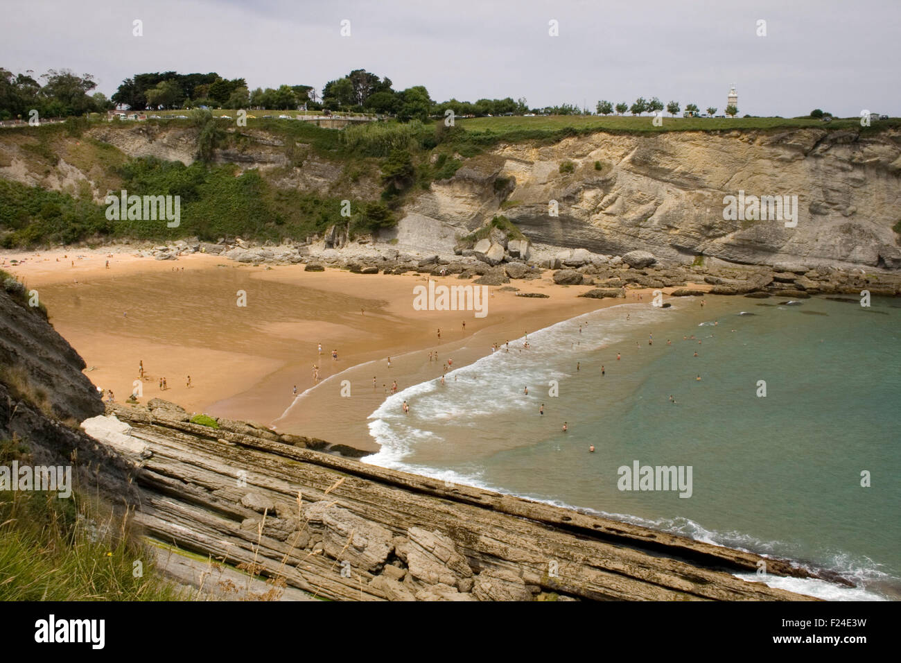Vue de la plage de Santander, Gascogne Banque D'Images