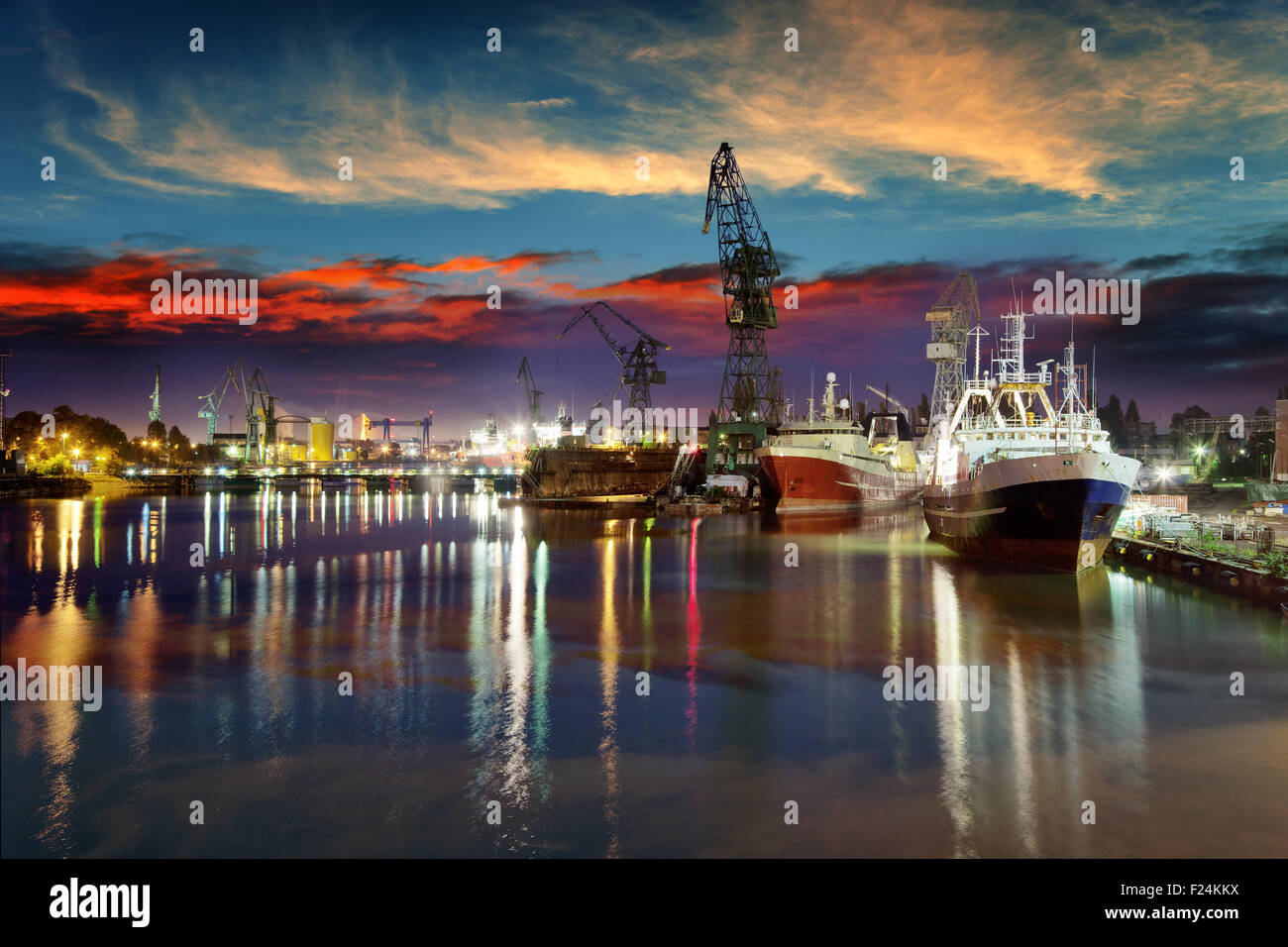 Vue sur le quai de chantier naval de Gdansk, Pologne. Banque D'Images
