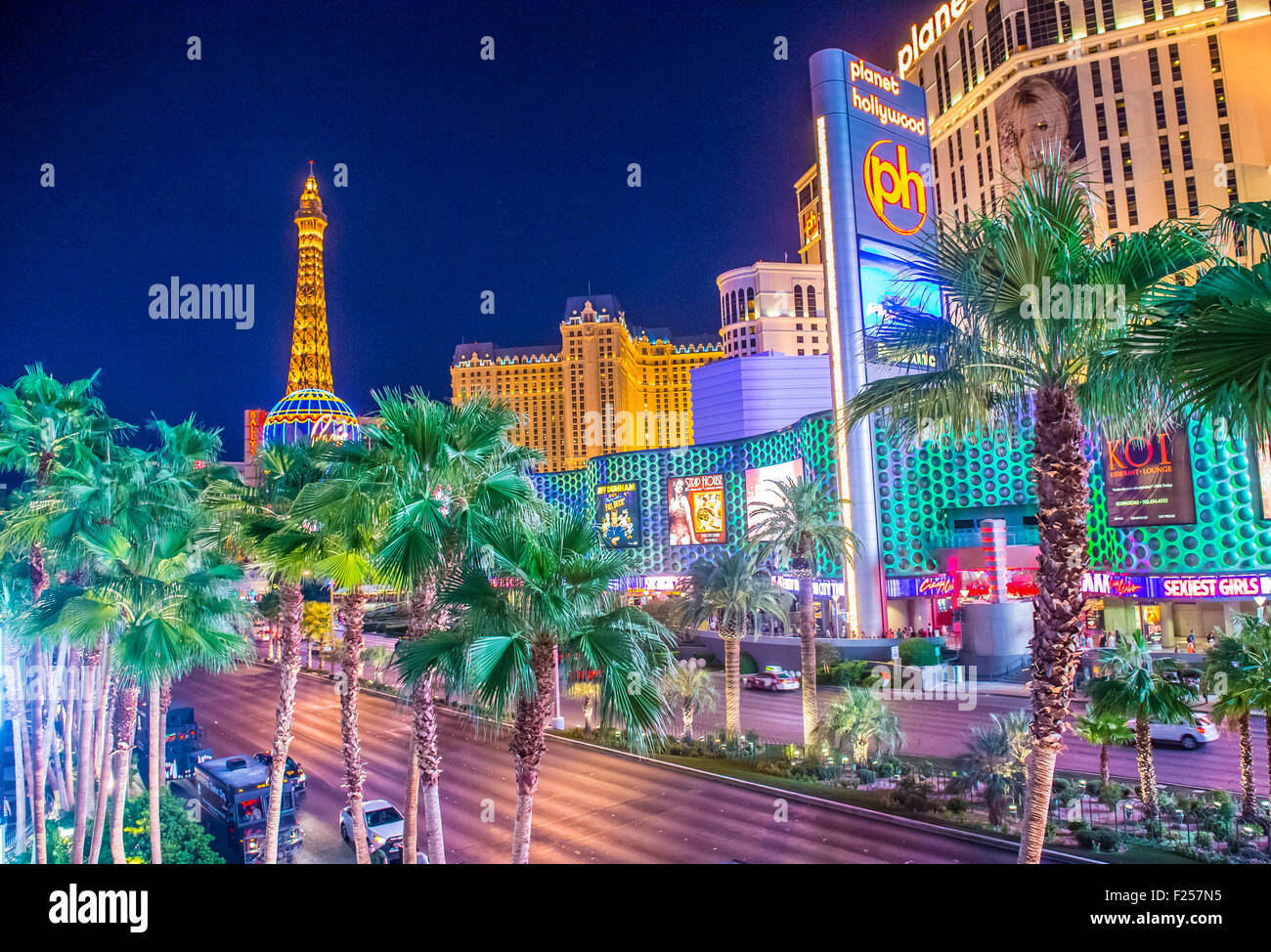 Vue sur le Strip à Las Vegas , Nevada Banque D'Images