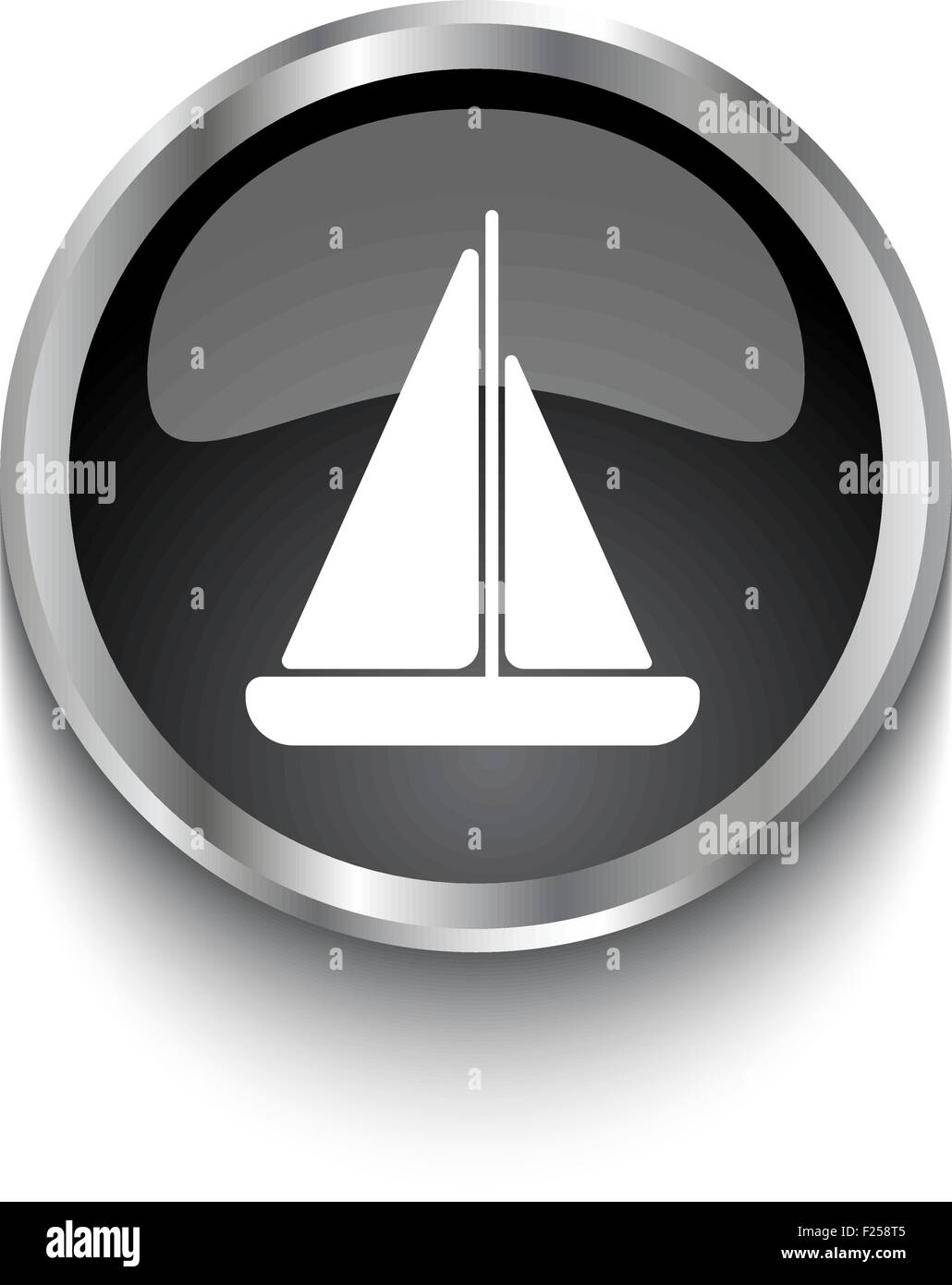 Voilier Blanc sur noir symbole bouton web Illustration de Vecteur