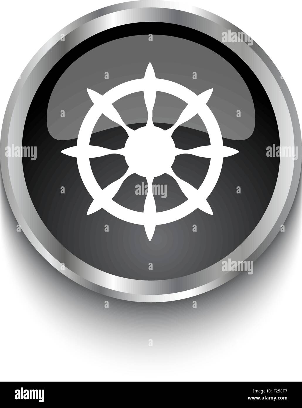 Symbole de roue bateau blanc sur noir bouton web Illustration de Vecteur