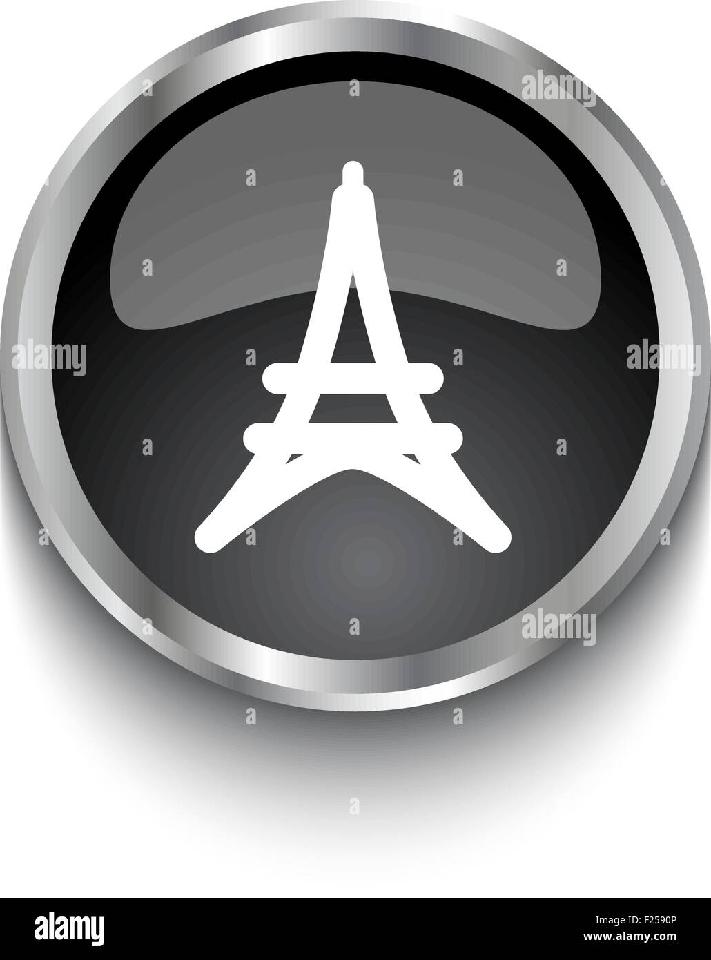 Tour Eiffel Blanc sur noir symbole bouton web Illustration de Vecteur