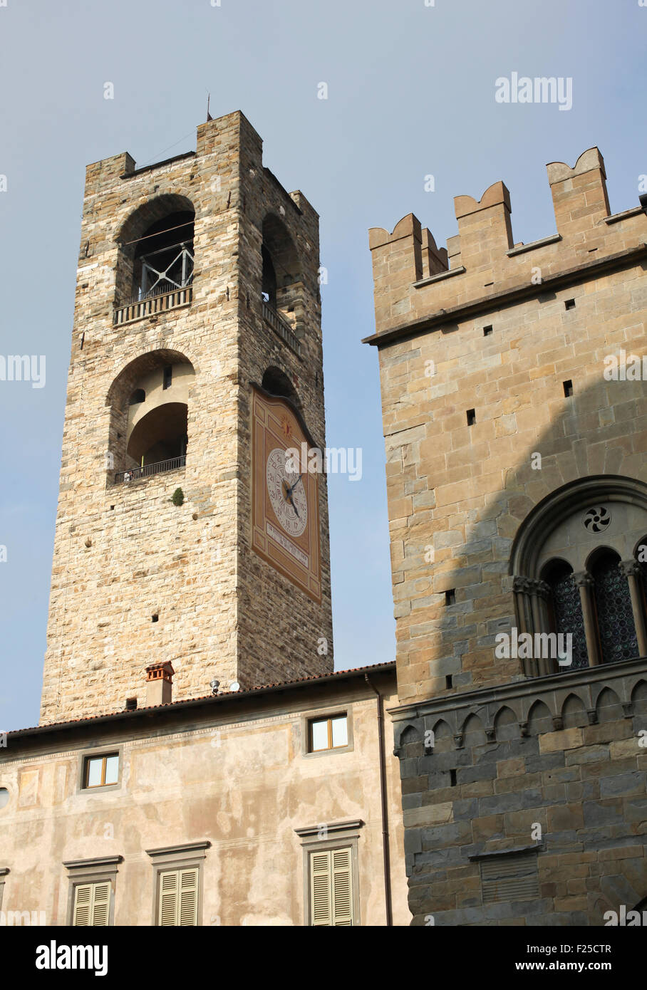 Campanone, Torre civica - Bergamo Alta - Italie Banque D'Images