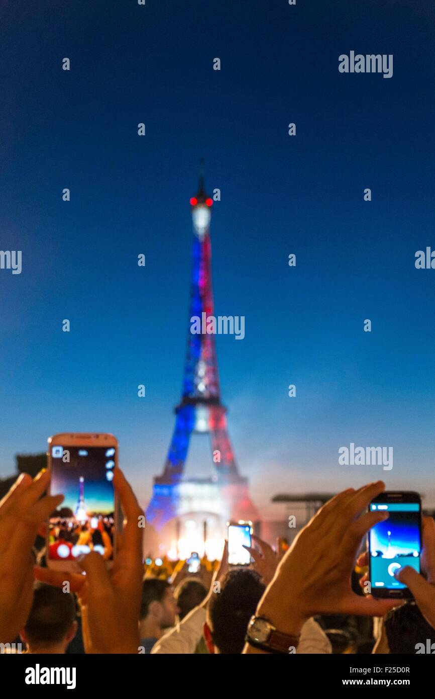 France, Paris d'artifice du 14 juillet 2015 Banque D'Images