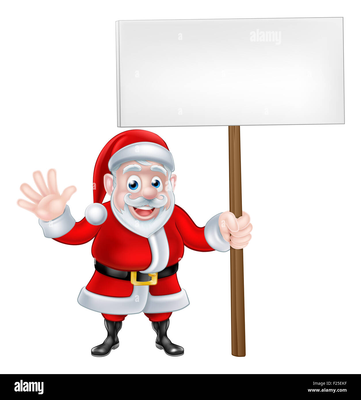 Un dessin animé de Noël illustration de Santa Claus holding sign et forme avec son autre main Banque D'Images
