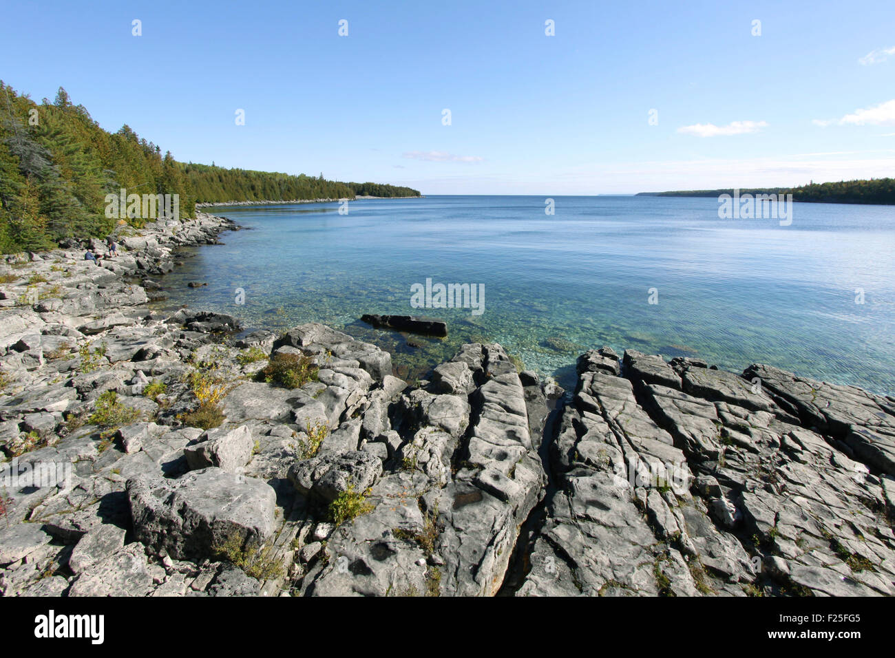 Côte rocheuse de la baie Georgienne, péninsule Bruce, en Ontario, Canada. Banque D'Images