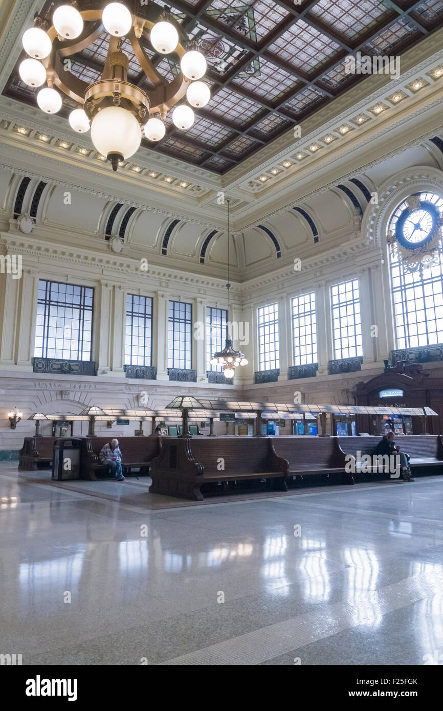 Intérieur de l'Erie Lackawanna terminal ferroviaire et maritime de Hoboken, New Jersey Banque D'Images