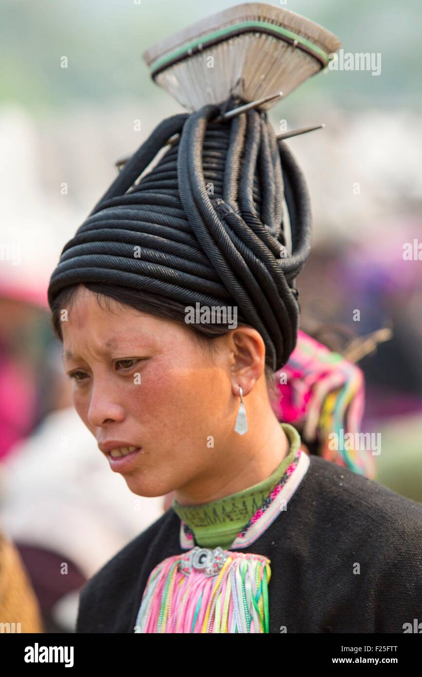 Vietnam, province de Lai Chau, femme de la minorité ethnique Dao Banque D'Images