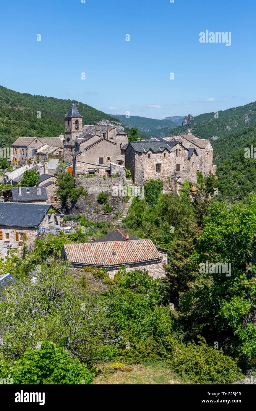 La France, l'Aveyron, Parc Naturel Régional des Grands Causses (Parc Naturel Régional des Grands Causses), La Vallée de la Dourbie Cantobre, village médiéval Banque D'Images