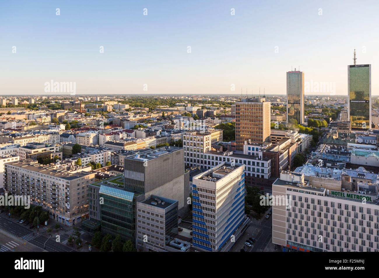 Pologne, Varsovie, Mazovie région, vue sur la ville général du Palais de la science et de la Culture Banque D'Images