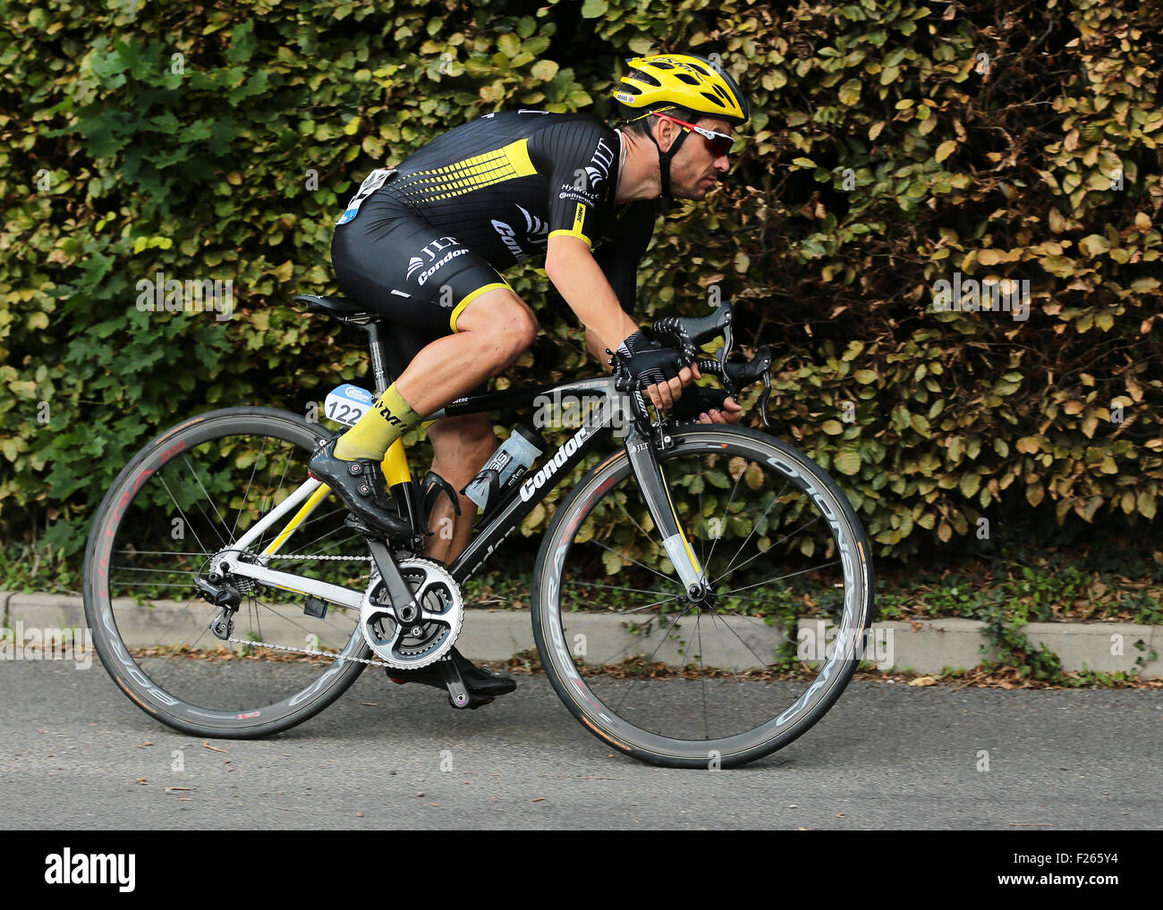 Fakenham, UK. 12 Sep, 2015. Tour de France Étape 7. Fakenham à Ipswich. Graham Briggs de JLT Condor dans troisième Action : Crédit Plus Sport/Alamy Live News Banque D'Images